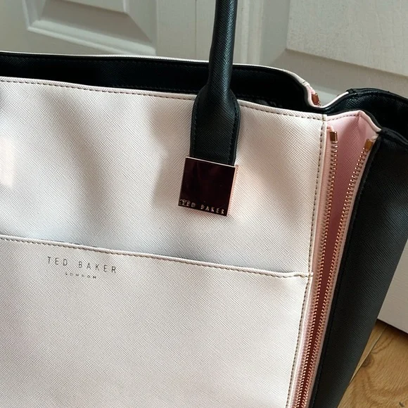 Ted Baker Crosshatch Leyah Shopper Tote bag Pink & Black - Picture 10 of 17